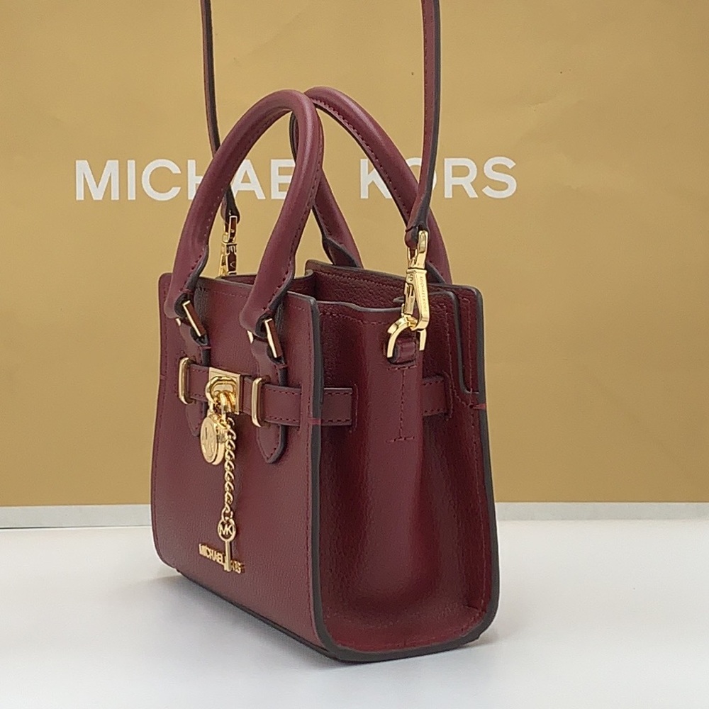 MICHAEL KORS HAMILTON XSMALL SATCHEL CROSSBODY DARK CHERRY COLOR - Picture 3 of 16